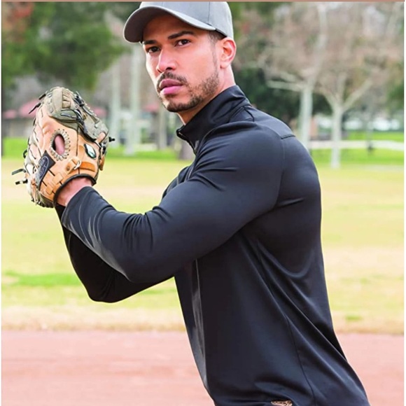 Copper Fit Men’s Essential Quarter Zip Long Sleeve Shirt in Grey, Size Large - Picture 3 of 5